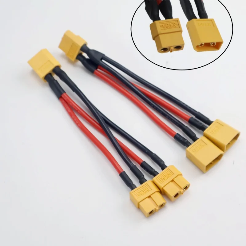 1 stücke XT60 Parallel Batterie Stecker Männlich/Weiblich Kabel Dual Verlängerung Y Splitter 14AWG Silikon Draht für RC Motor