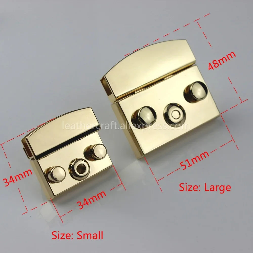 Rectangular Metal Press Push Lock Bag Briefcase Spring Lock Snap Decorative Clasps Closure Leather Craft Diy Hardware Accessory