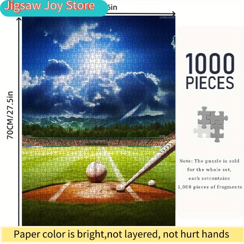 Rompecabezas de papel DIY de 1000 piezas, escena de estadio de béisbol, material de cartulina blanca de alta calidad, adecuado para juegos entre padres e hijos, en equipo