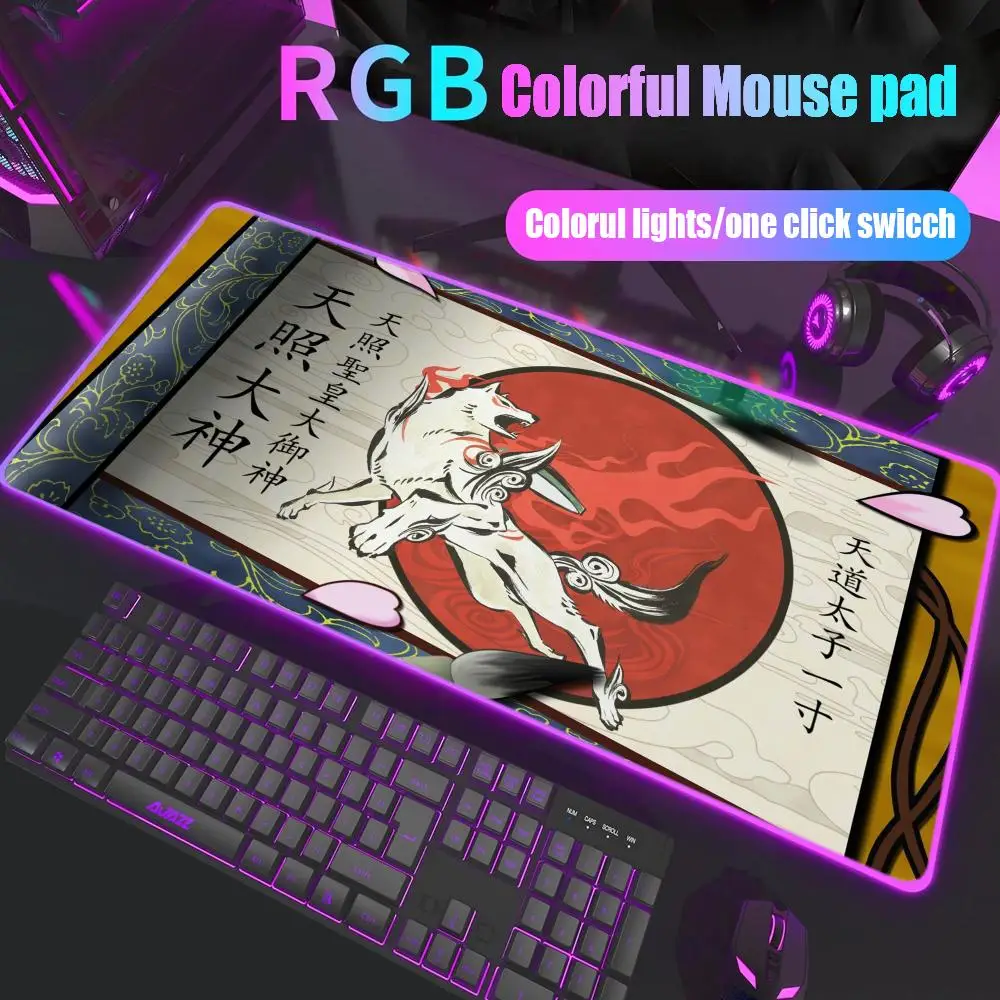 

Okami HD Mouse Pad Gamer Rgb Desk Mat Back Light Led Mousepad Setup Gaming Accessories Deskmat Big Mousepad Backlight
