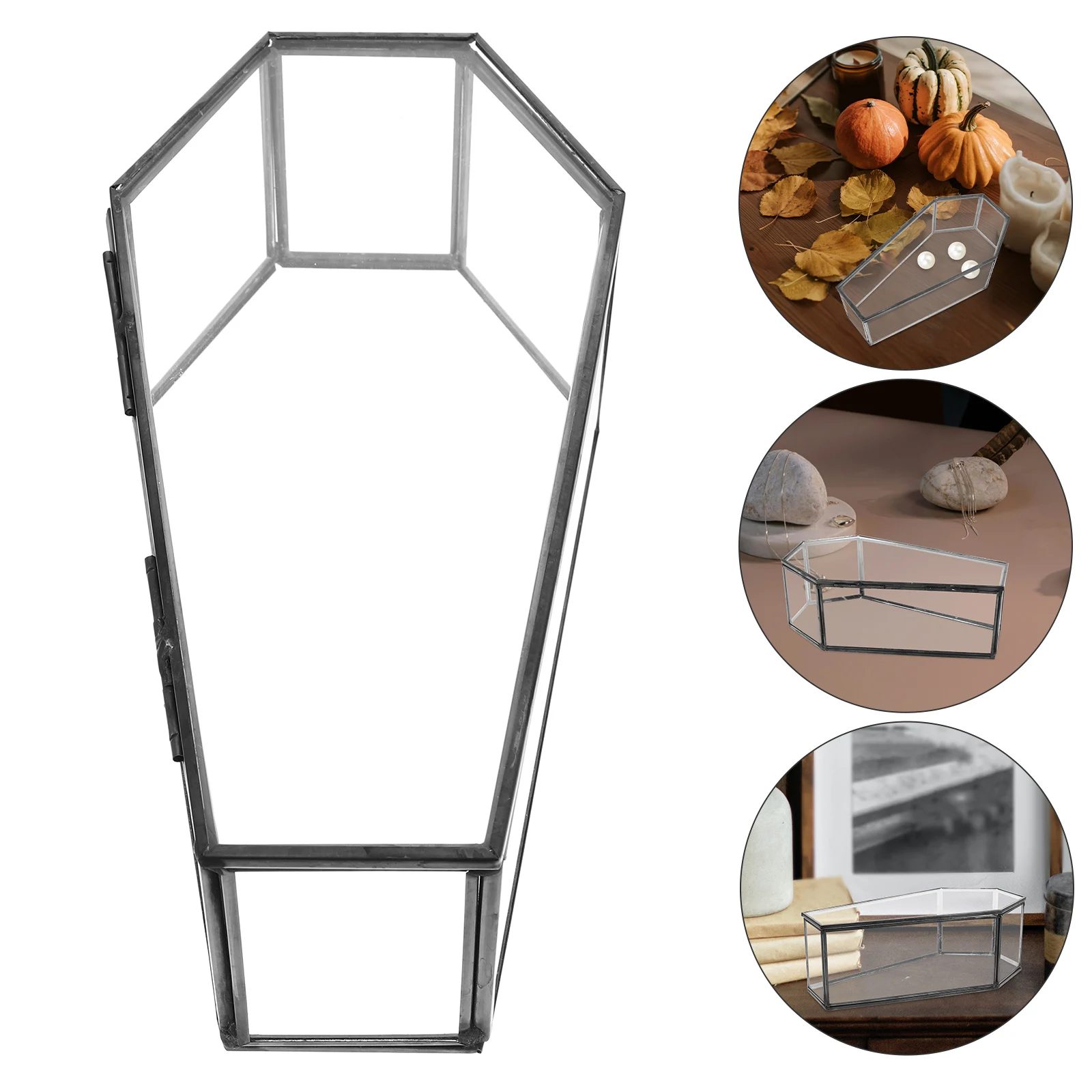 

Black Glass Mini Halloween Coffin Candy Storage Box Decorative Display Case Jewelry Trinket Gothic Treat Candy Container Box
