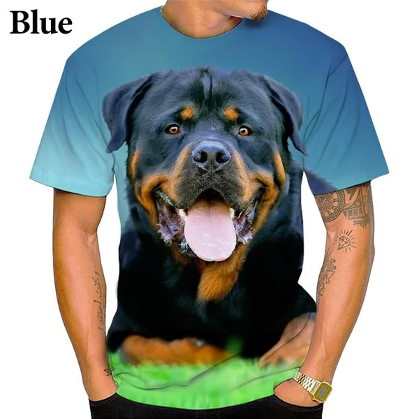 Men Rottweiler T Shirt Funny Dog Graphic 3d Print Short Sleeve T-shirt Summer Casual Top