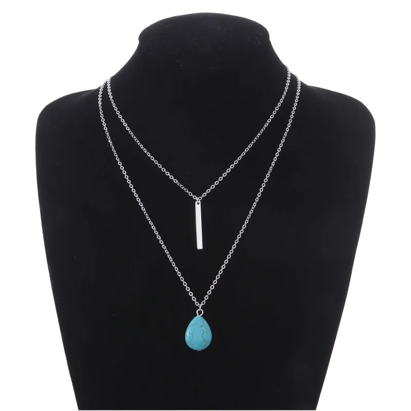 2025 New Fashion Beaded Water Droplets Tassel Multi-layer Metal Necklace Fashion Jewelry New Product Launch Wholesale