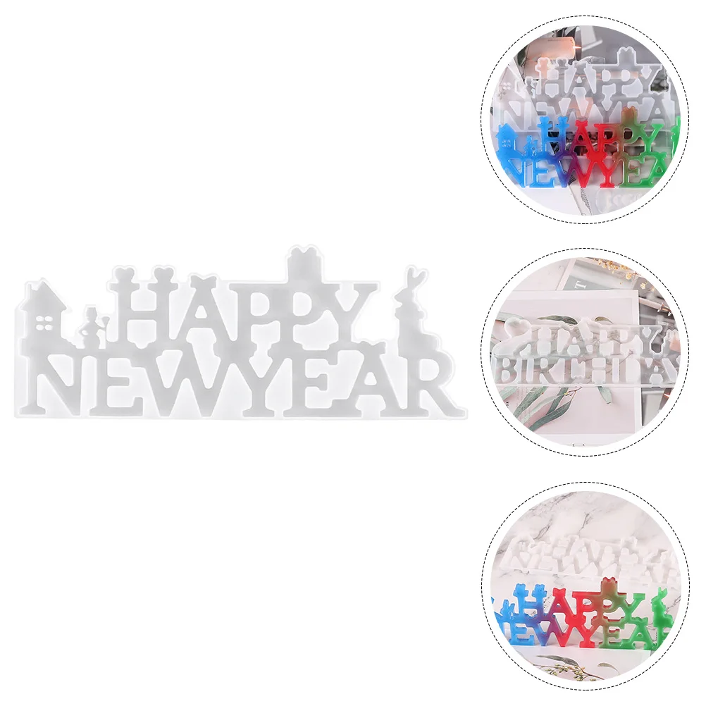 

Happy New Year nament Mold Birthday Decoration Mold Silicone Craft Supplies DIY Home Party Accessories Reusable Durable High
