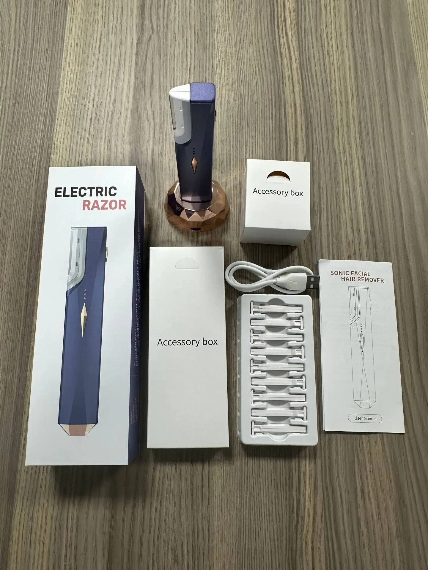 Rechargeable Sonic Dermaplane Razor With 10 Replacement Blades For Women Facial Hair Removal And Makeup Prep Tool