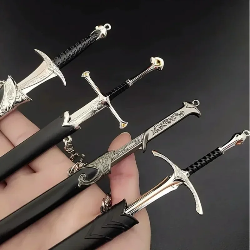 22cm Glamdring Aragorn Narthil Weapons Sword Elves Anduril Medieval Peripheral Metal Samurai Sword Keychain Ornaments Gifts Toys