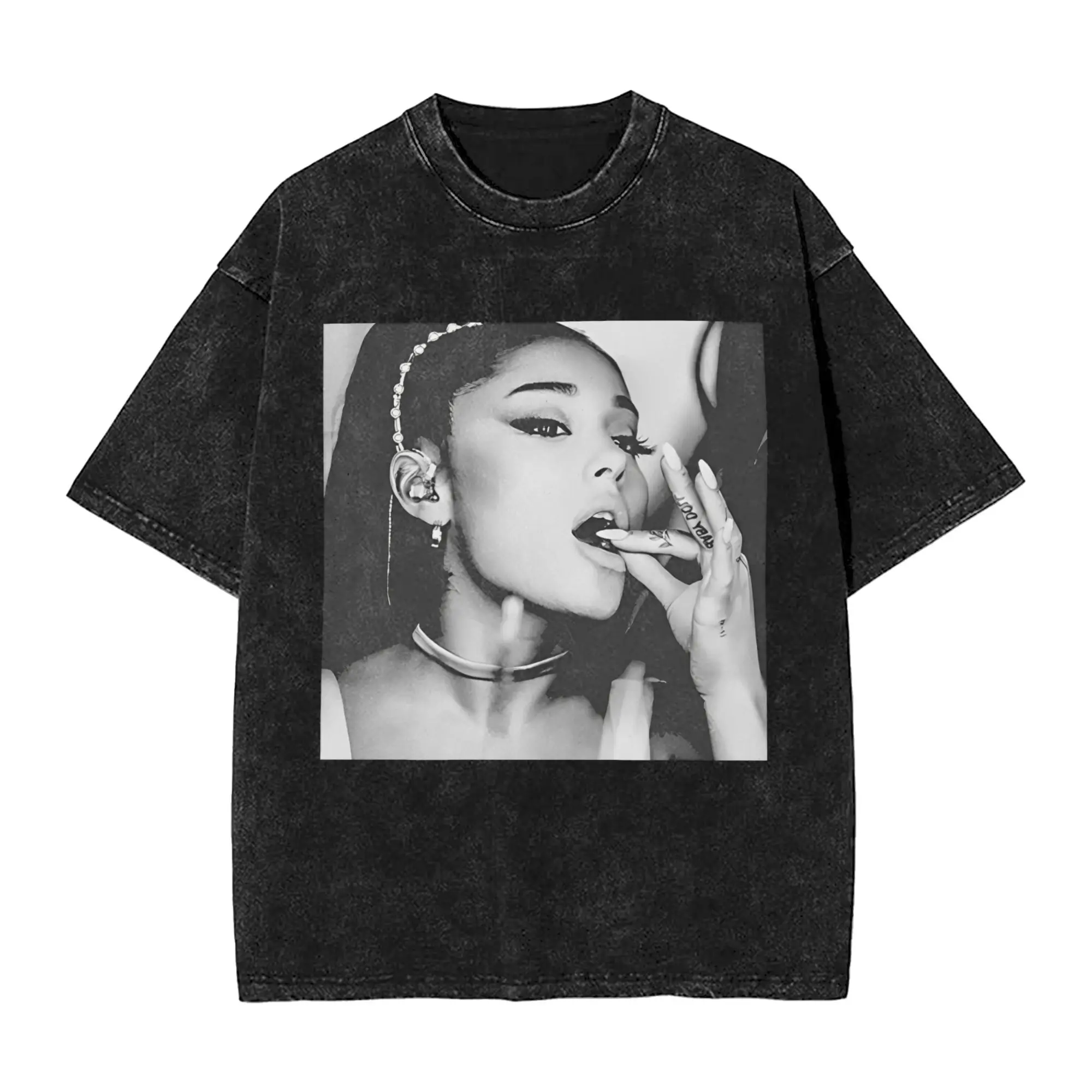 Mens T-Shirt Arianas Sweetener World Tour Washed T Shirts Fashion Grande Summer Tees Vintage Design Cotton Tops Plus Size