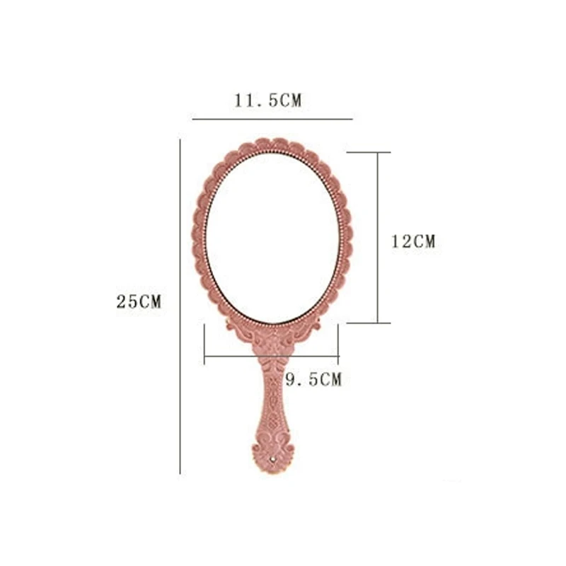Tragbare Vintage Handheld Make-Up Spiegel Hand Halten Oval Kosmetik Spiegel Europäischen Stil Edle Alte Gericht Spiegel Schönheit Werkzeug – Detail 5