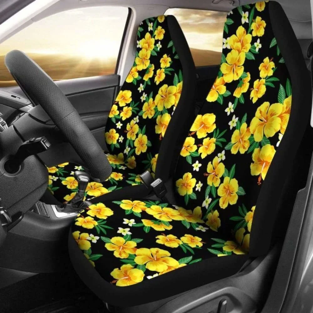 Hawaii Hibiscus Plumeria Car Seat Covers,Pack of 2 Universal Front Seat Protective Cover