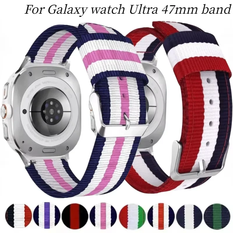 Canvas Nylon Strap For Samsung Galaxy Watch Ultra 2025 47mm Sports Bracelet Wristband Galaxy watch 7 Ultra 47mm Belt Accessories