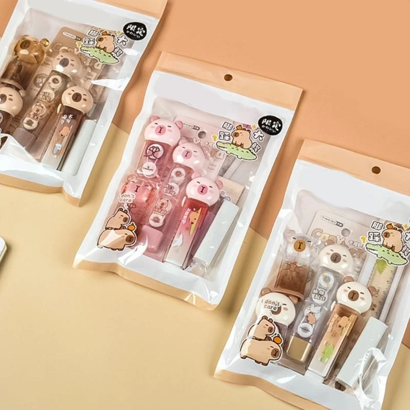 1 Set Capybara Stationery Set Eraser Correction Tape Sharpener Class Reward Prizes Learning Gift Box for School