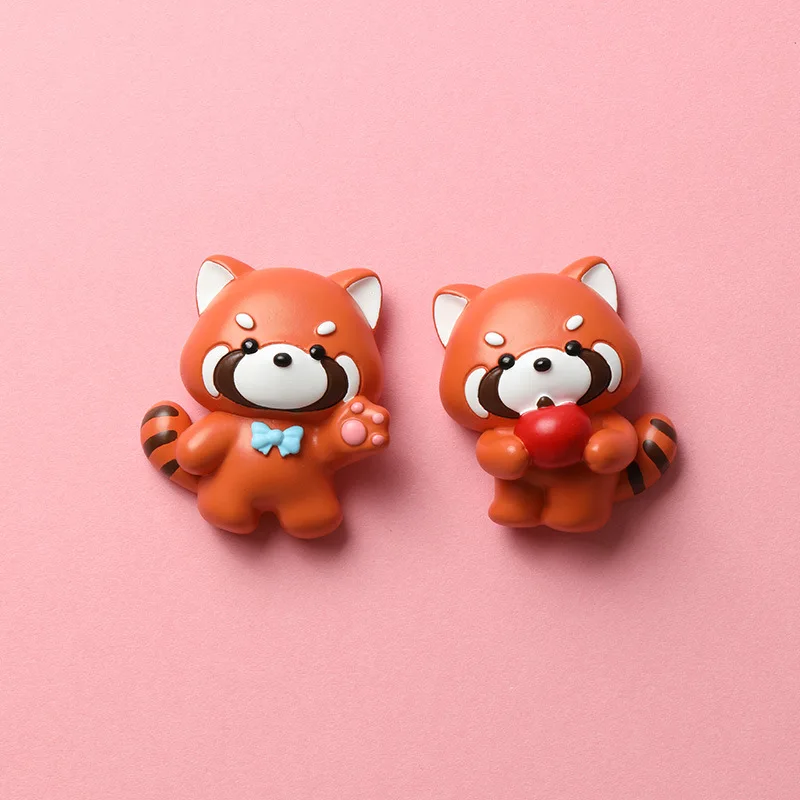 3pcs Zoo Red Panda Refrigerator Sticker Refrigerator Decoration Magnetic Cartoon Animal Resin Photo Wall Magnetic Suction