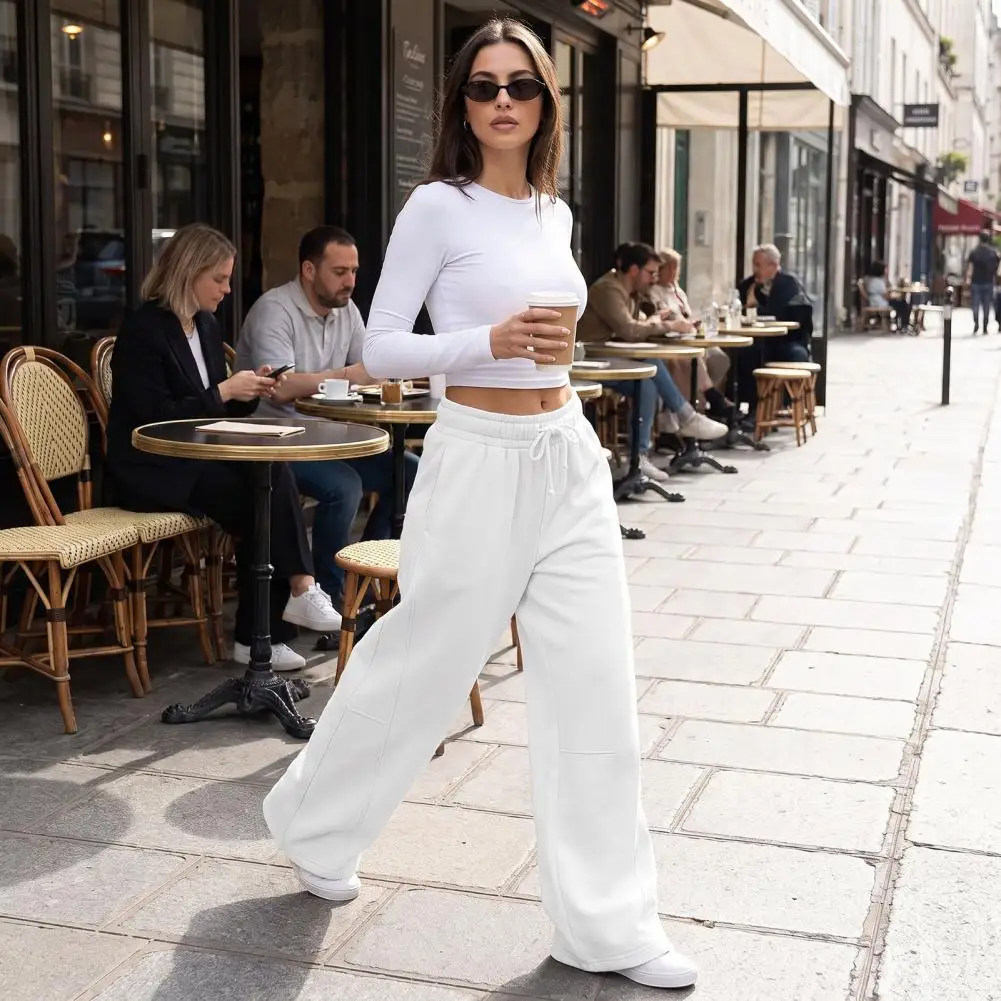 Winter Outdoor Walking Trousers Women’s Wide Leg Lounge Pants with Pockets Fleece Lined Sweatpants for Autumn for Women