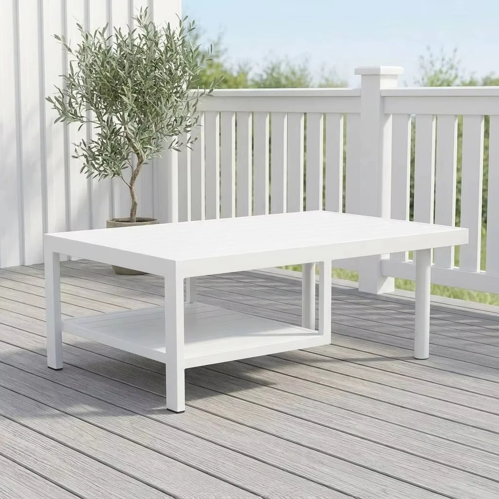 do- Berlin Coffee Table Modern White Charcoal Rectangle Side Table for Patio Outdoor Use