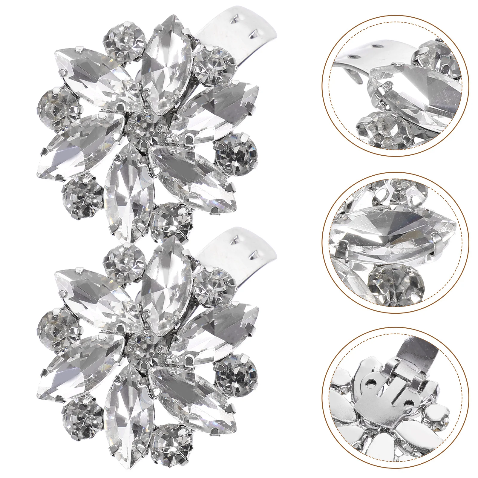 2 pcs Shoe Clips Decor Crystal Flower Charm For Women Wedding Sparkly Buckle Removable Pumps Accessory Party Decoration