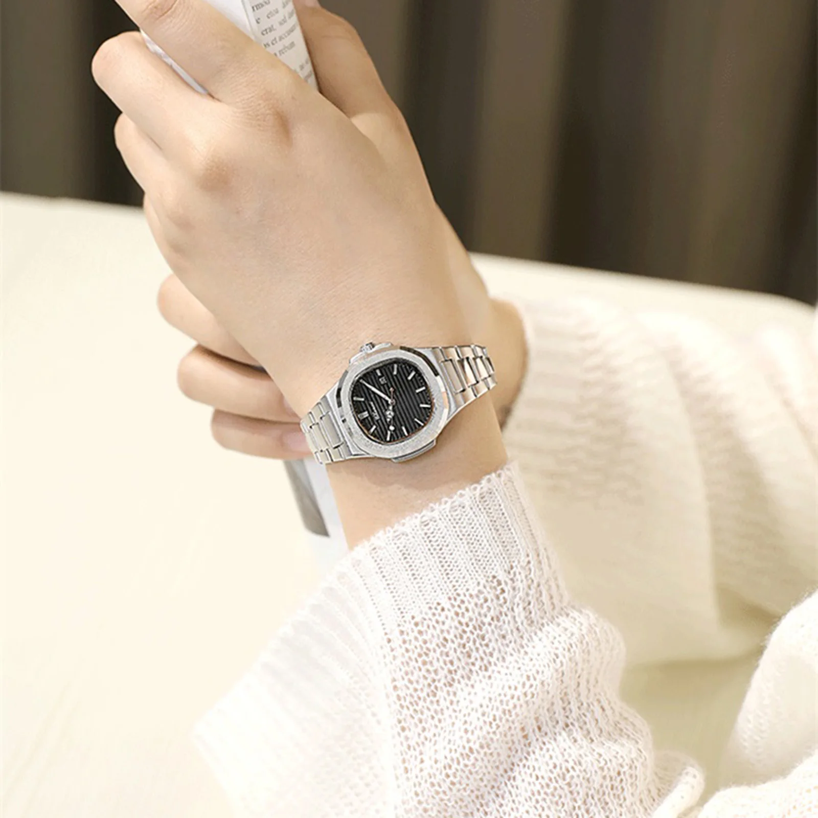 Womens White Face Analog Quartz Silver Stainless Steel Luminous Waterproof Watch Explojoy Women main image 3