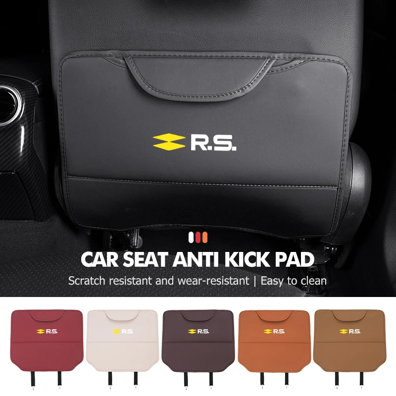 Leather Car Seat Back Protector Kick-Proof Anti Slip Child Mat For Renault RS Clio Scenic Logan Megane Koleos Sandero Safrane