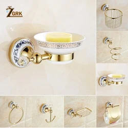 ZGRK Bath Hardware Sets Wall Mount Paper Roll Holder Toilet Gold Paper Holder Tissue Box Soap Dish Cup Hold Bathroom Accessories