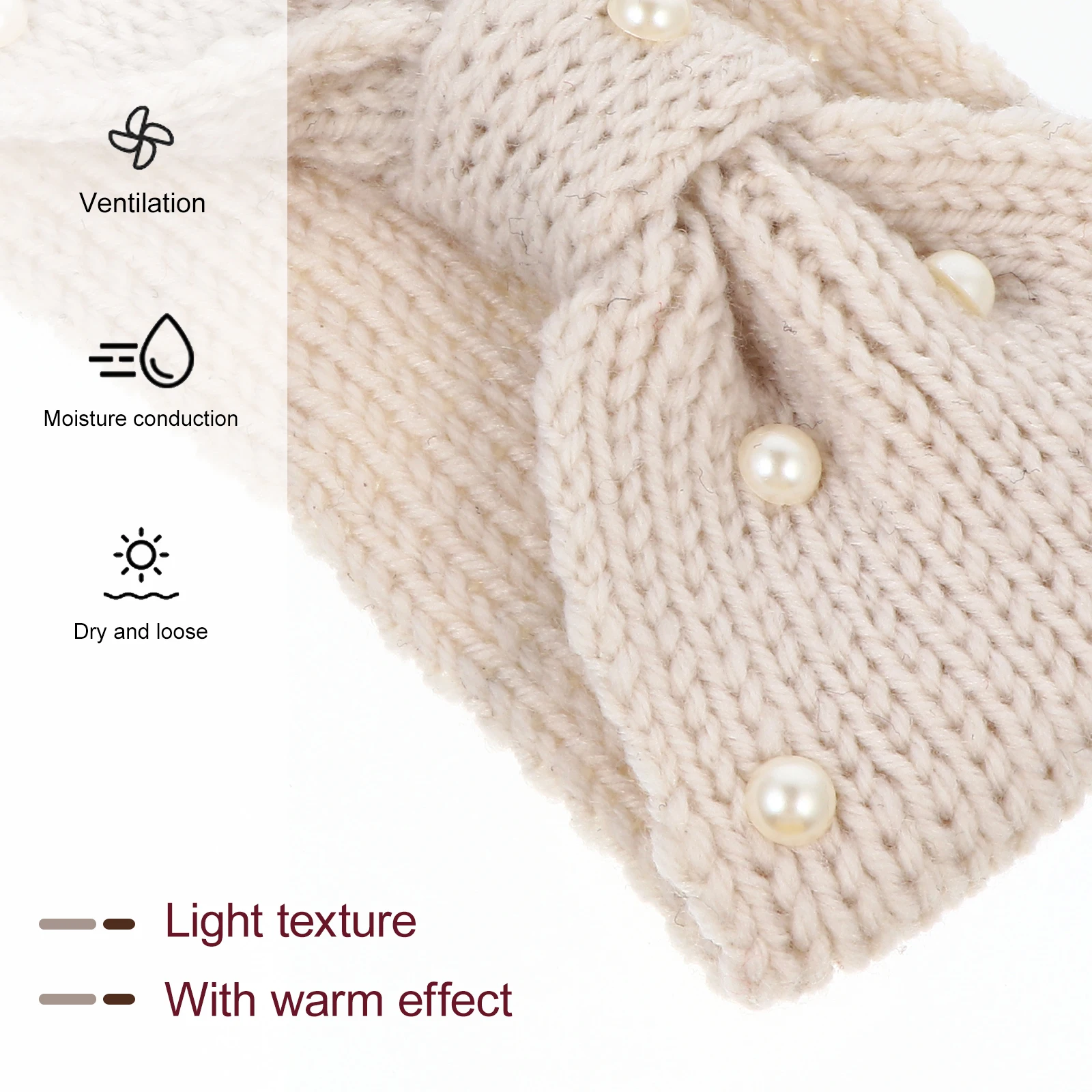 2 قطعة عصابة رأس بعقدة الفراشة محبوكة من الصوف الدافئ رباط شعر للنساء مزين باللؤلؤ أنيق على شكل فيونكة هيرباند ملابس يومية هدية