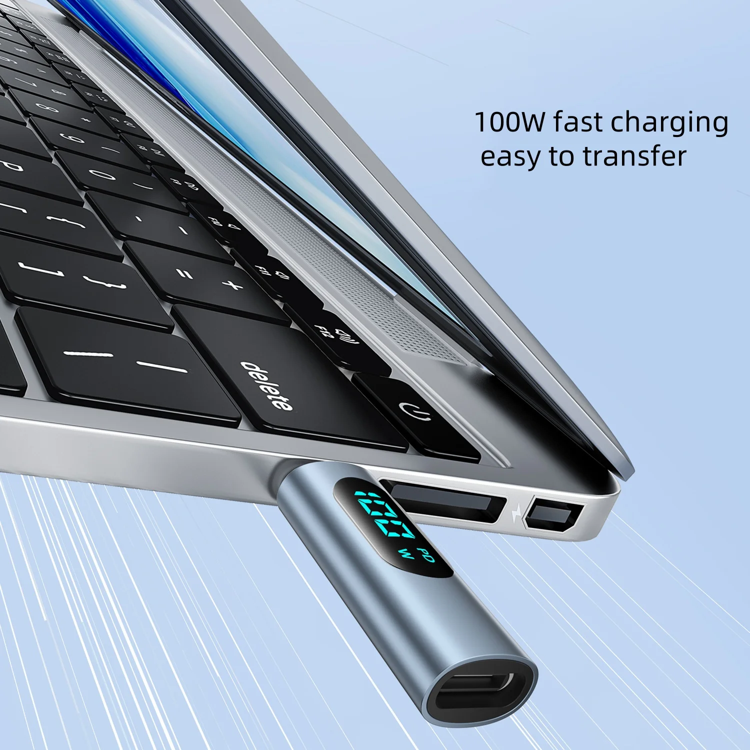 10 pçs confiável tipo-c pd 100w adaptador de carregamento rápido otg carregamento do carro transmissão de dados display digital conversor de carregamento rápido