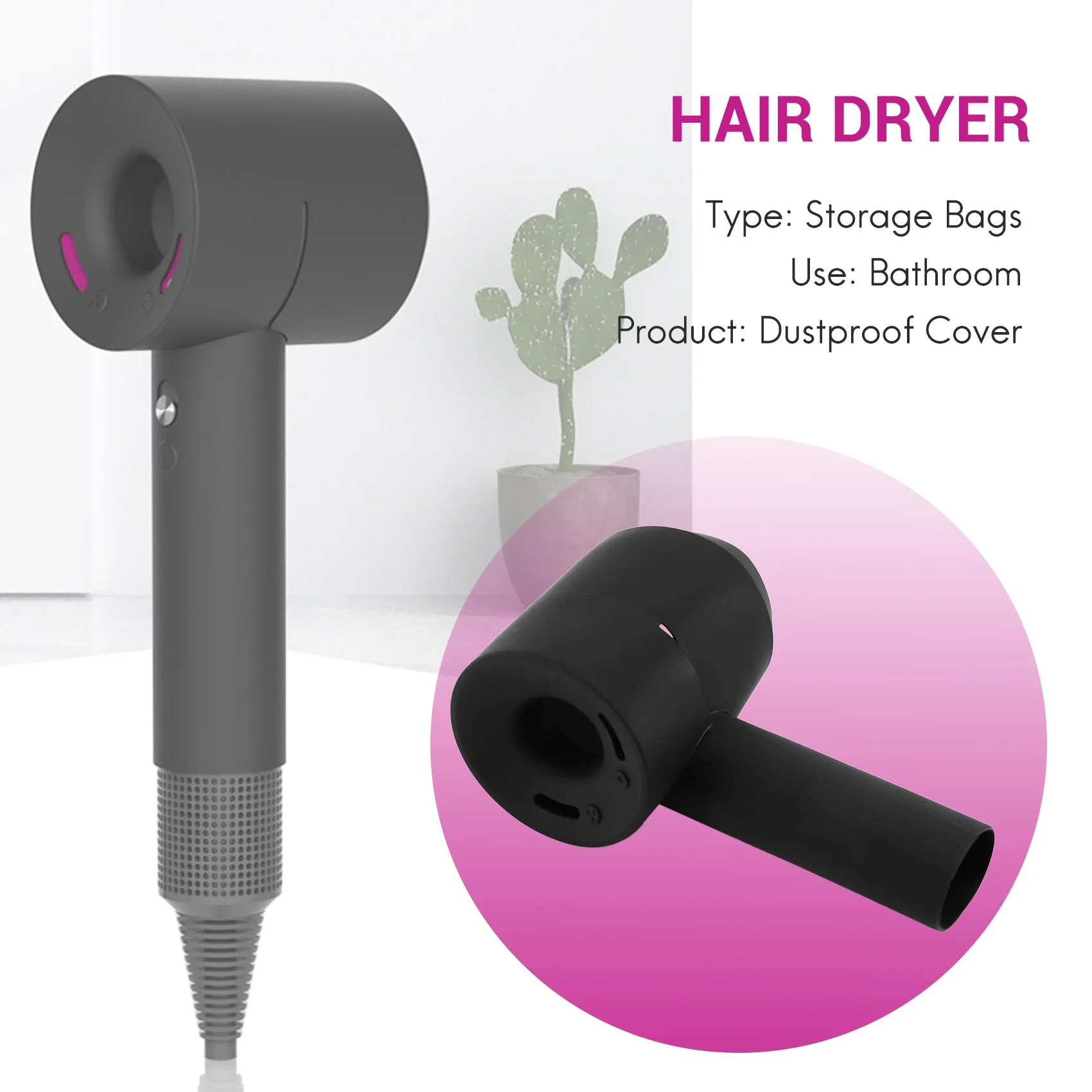 Black Soft Silicone Protective Cover for Dyson Supersonic Hair Dryer,360 Full Protection Chargin Case for Dyson Blower Cover Ski