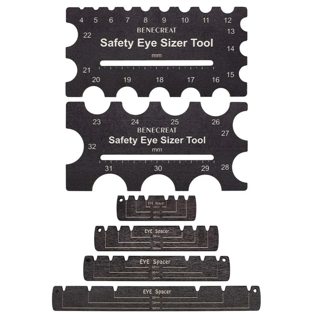 

6 шт., деревянный инструмент для вставки безопасных глаз, измерительная линейка диаметром 4 ~ 32 мм, инструмент для вязания крючком для рукоделия, набор для изготовления плюшевых медвежьих глаз