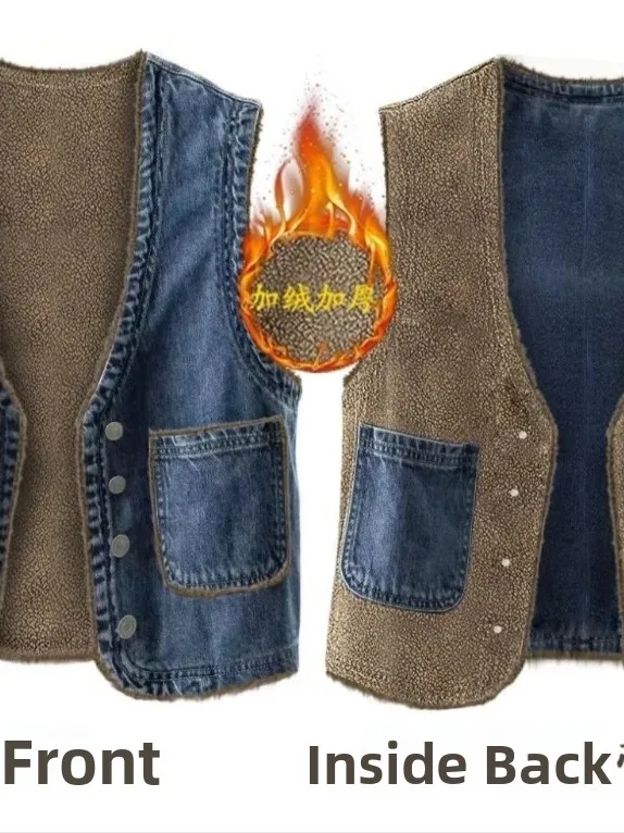 

Женский джинсовый жилет Thiened Fce с v-образным вырезом, осенне-зимний новый универсальный высококачественный жилет для поездок на работу