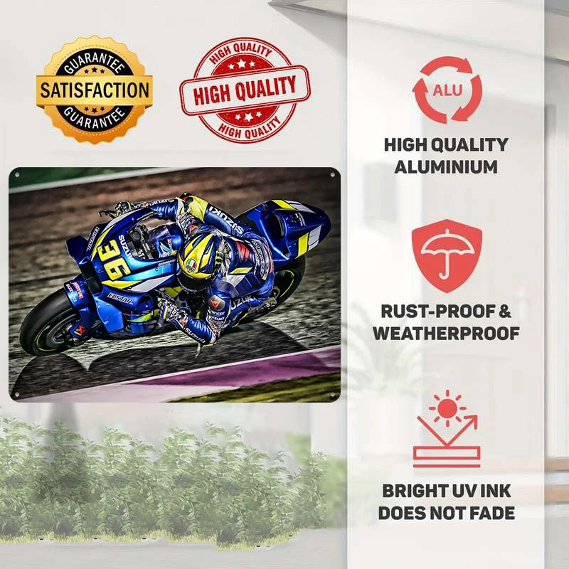 Joan Mir MotoGP Suzuki 3D Printed Texture Poster Personalized Wall Art Retro Metal Tin Signs for Room Decorations Man Home Decor