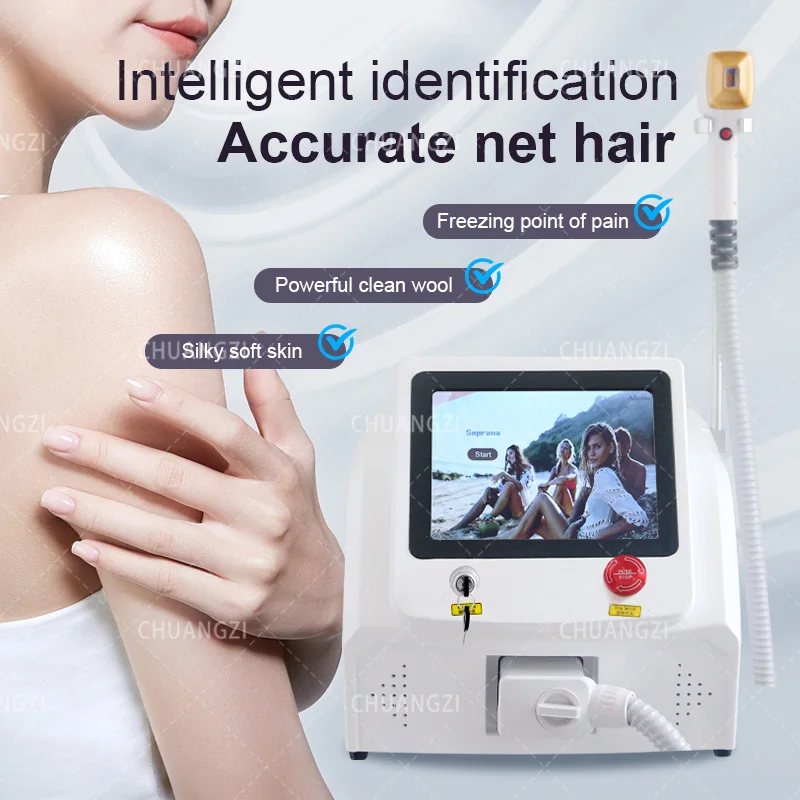 Ice Painless Alexandrite Laser Permanent Hair Remover 755nm 808nm 1064nm Diode Laser Hair Removal Machine Epilation Definitive