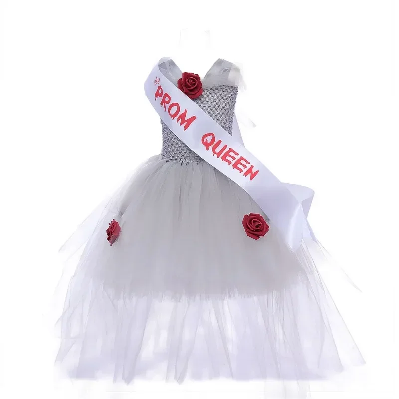 新しいハロウィン女の赤ちゃんゴースト花嫁コスプレガールゾンビ吸血鬼魔女スリップチュチュボールガウン子供仮装パーティーチュールドレス