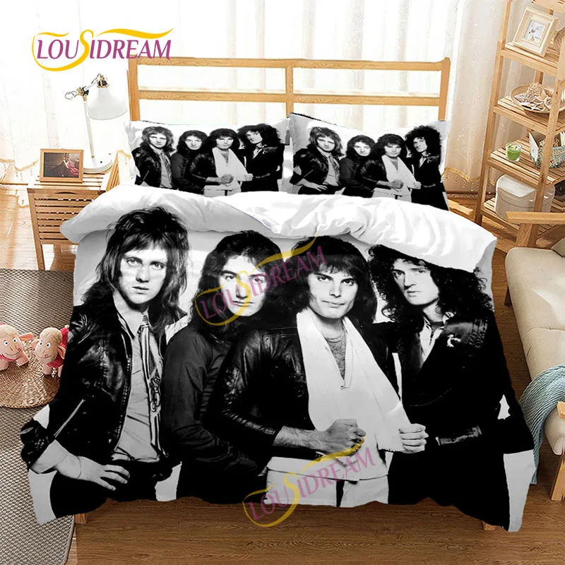 New Queen Band Custom Bedding set Music duvet cover with pillowcase Single/double bed King size Freddie Mercury three-piece set.