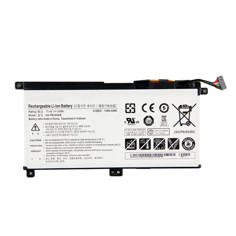 New AA-PBUN3AB Laptop Battery for Samsung Notebook 7 BA43-00377A NP740U3M-K01US NP740U3L-L02US NP800G5M 800G5M NP740U5M 43Wh