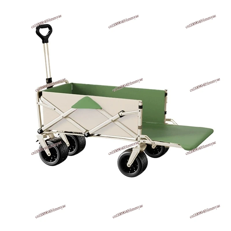 Outdoor Camping Tent Pull Cart Folding Camping Small Trailer Picnic Camp Canopy Cart Simple Pull Rod