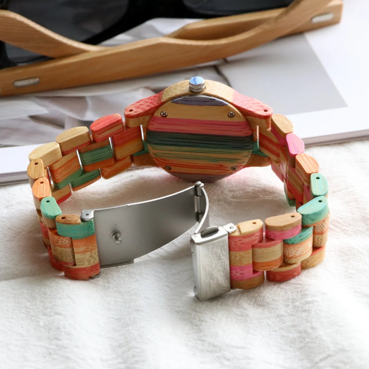 Bamboo Women's Watches Multicolor Wood Bracelet Natural Women's Clock Quartz Wrist Watch for woman Ladies Gifts