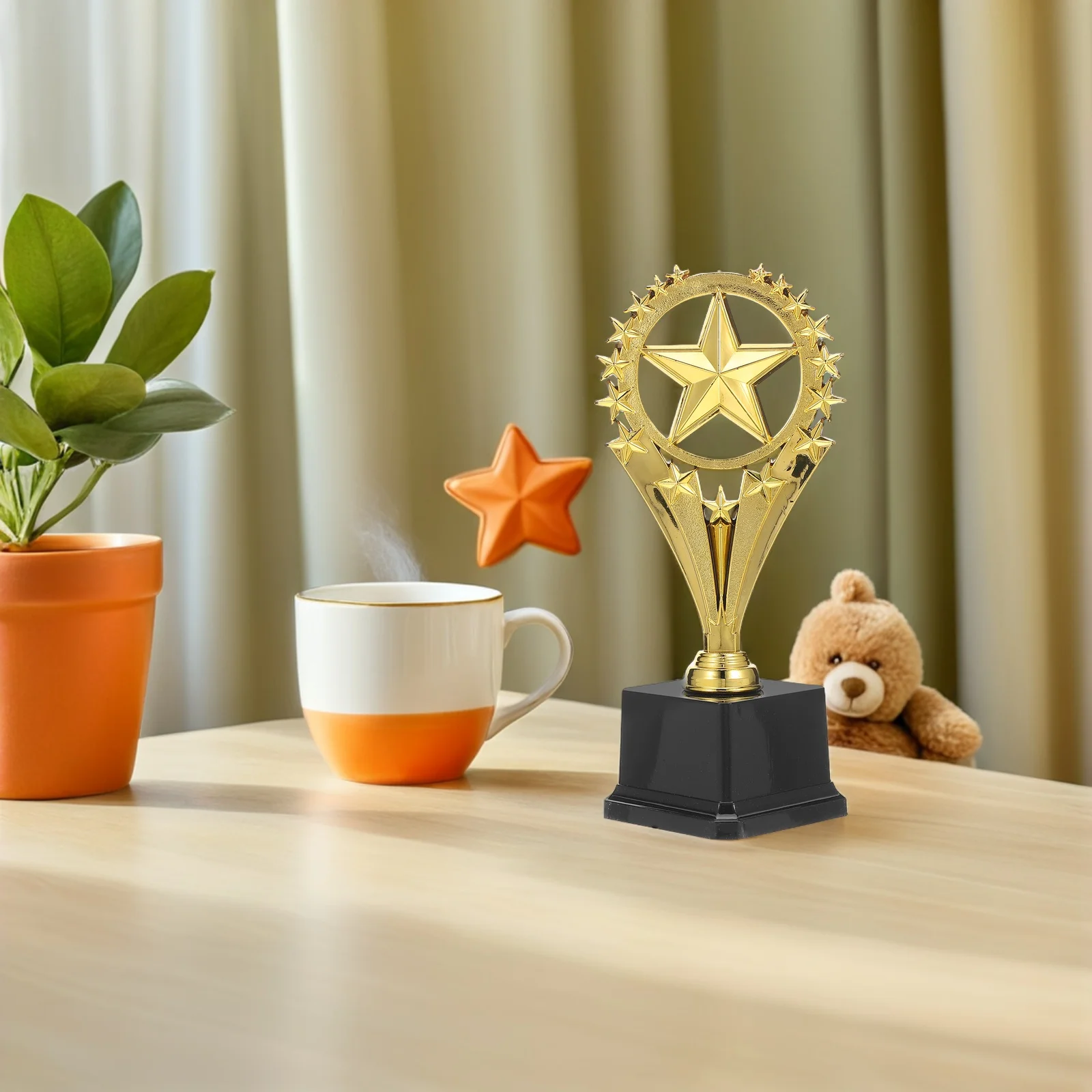 

Gold Plastic Trophy For Small Winner Award Cup Dance Music Sports Art Competitions Lightweight Safe Vivid Color Classroom