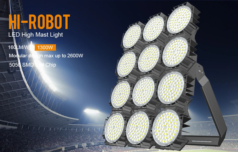 Hishine stadium light Exclusive Hollow module design 1300w football ground lighting outdoor flood lighting