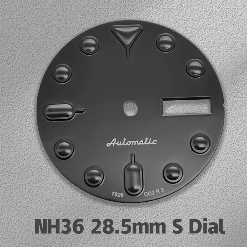 

NH36 Dial 28.5mm S Logo Mechanical Watch Dual Calendar Black Warrior Compatible with NH36 Movement Watch Modification Parts