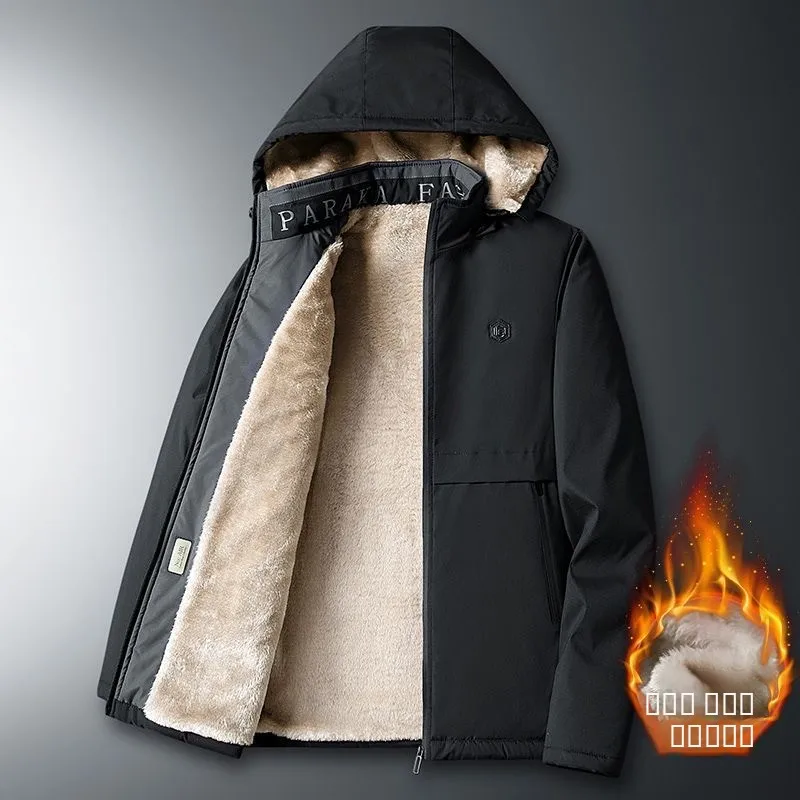 

Thiened Fce Winter Jaet Large Size Middle-Aged And ly Men's Clothing Lamb Velvet Cotton down Jaet Casual Sle