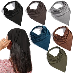 Tereshar Scarf Headband for Women Elastic Large Boho Triangle Bandana Head Scarves with Clips Non Slip Solid Color Hair Kerchief