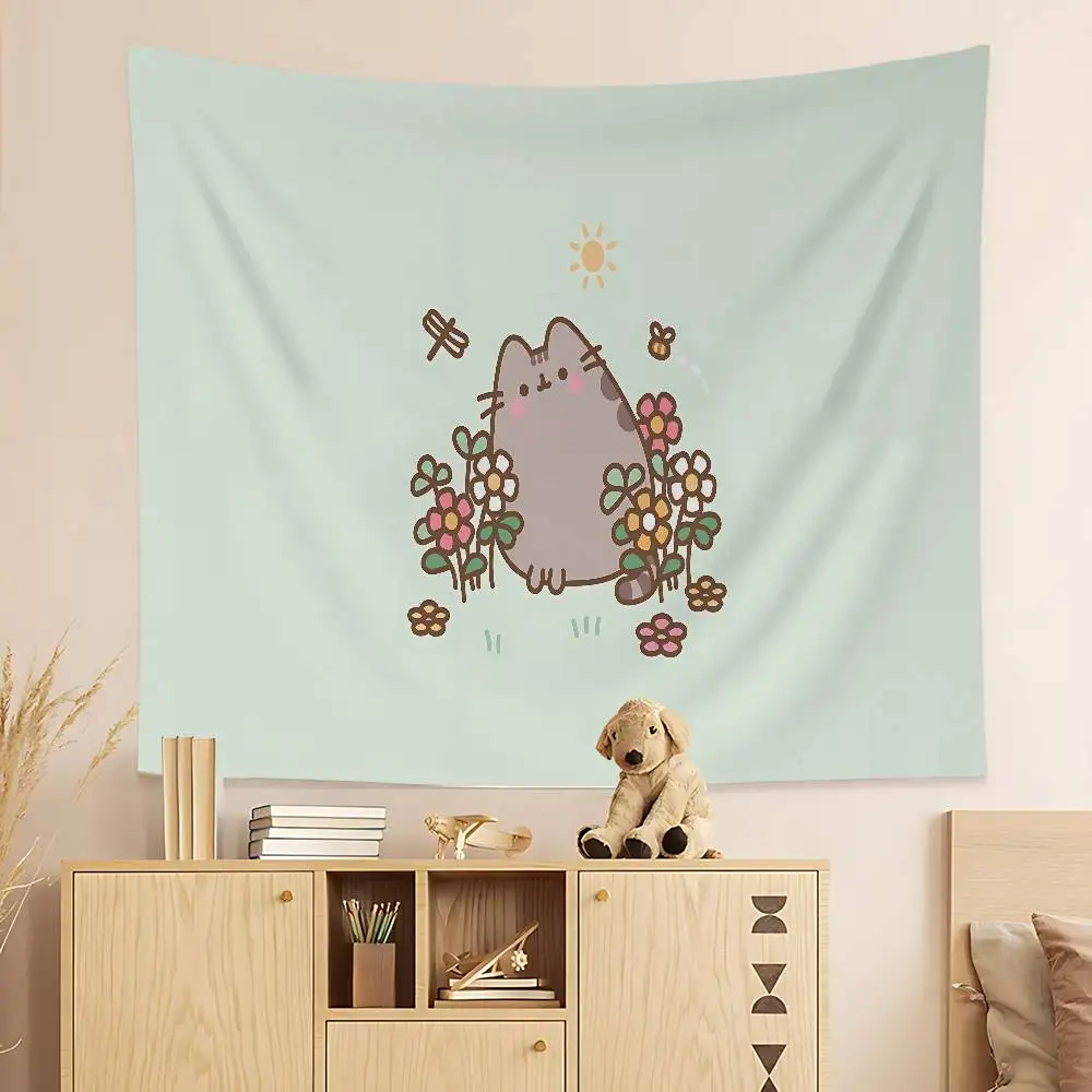 P-PusheenS CARTOON Cartoon Tapestry Art Science Fiction Room Home Decor Wall Hanging Home Decor