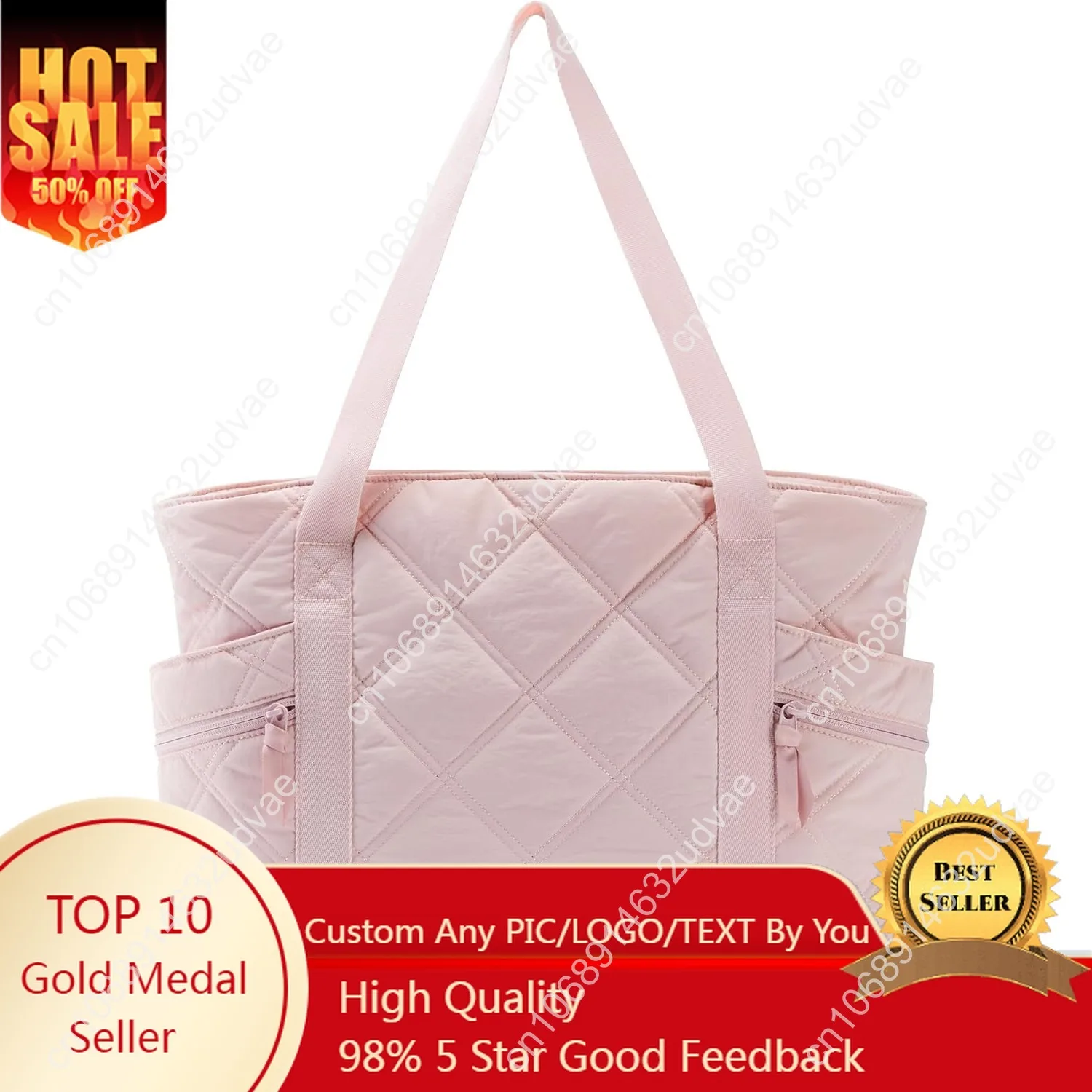 

BAGSMART Tote Bag for Women, Puffer Work Tote with Zipper, Travel Essentials Quilted Nurse Travel Hospital Bag