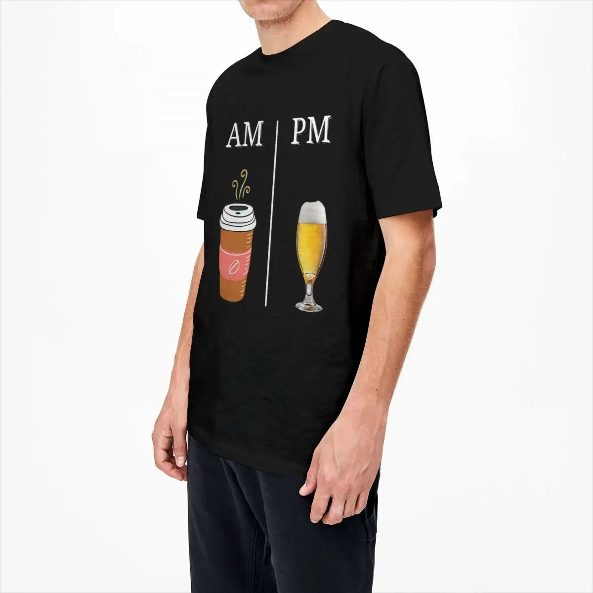 AM PM Morning Coffee Evening Beer T Shirt Hippie T-Shirts Short Sleeve Aesthetic Tshirt Summer Cotton Crewneck Oversized Tees