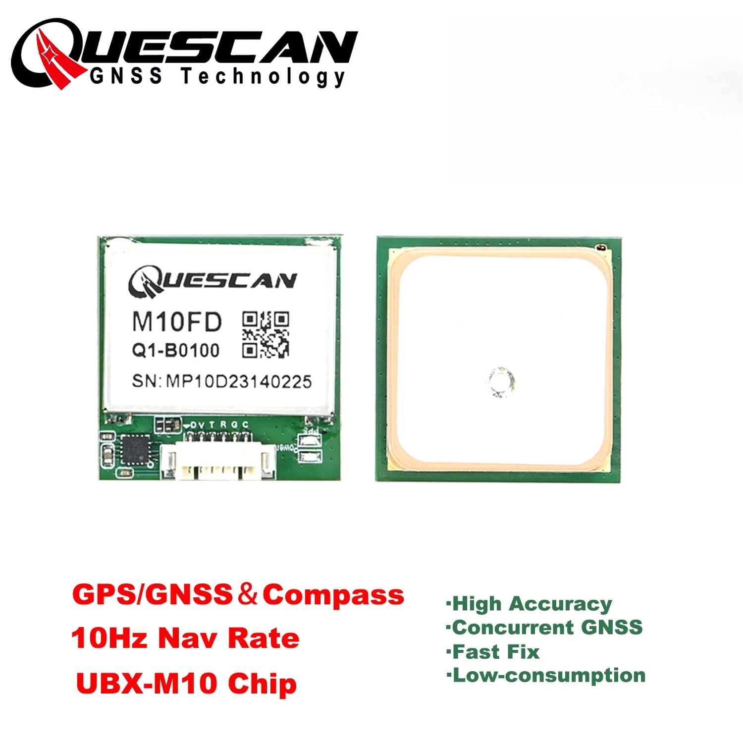 QUESCAN M10FD 10Hz M10 GPS GNSS Module with Compass UBX M10050 KB GPS GLONASS Galileo BeiDou for Drone GPS Flight Controller