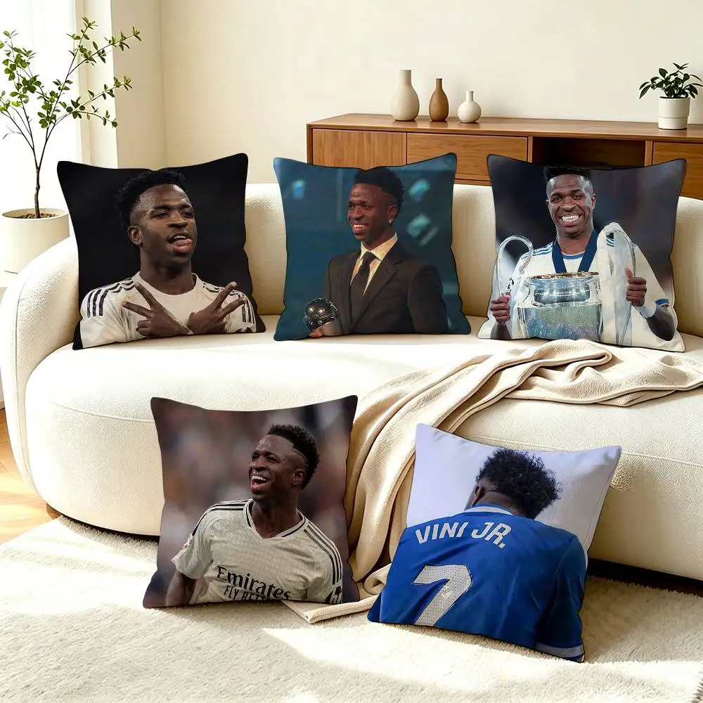 V-Vinicius J-Junior Football Star   Pillow Case Square Double-Sided Sofa Cushion Cover Bedroom Bedside Pillow