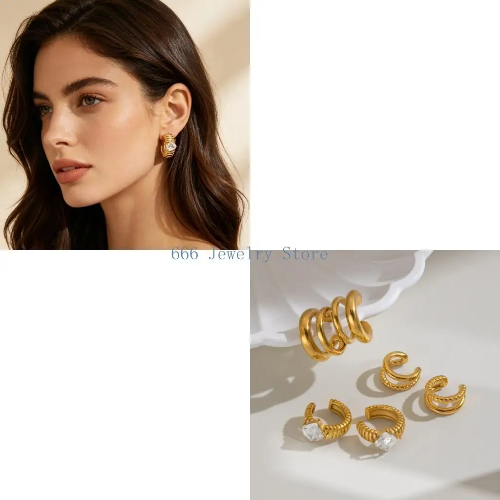 F2TD Outer Ear Accent Clip-On Earrings Pair for Everyday Wear and Styling