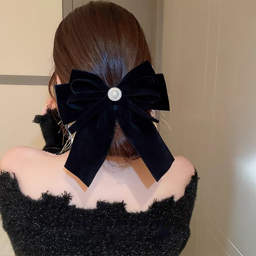 

Good Quality Large Black Red Velvet Hair Clip for Girls Women's Spring Hairpin Romantic Wedding Design Hair Accessory