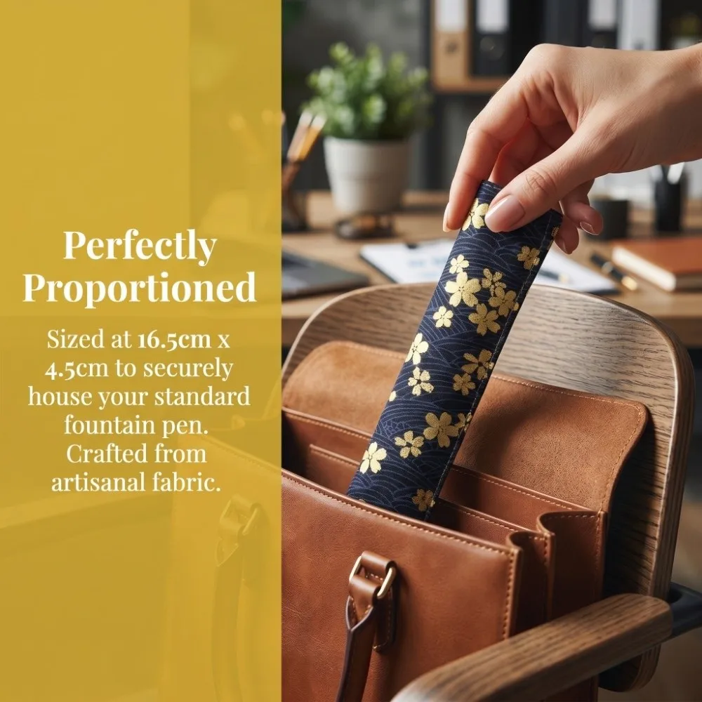 Protective Sleeve Cotton Cloth Pen Storage Bag Retro Pattern Hot Gold Design Pen Sleeve Single Pen 6.5in Pen Case Office Use