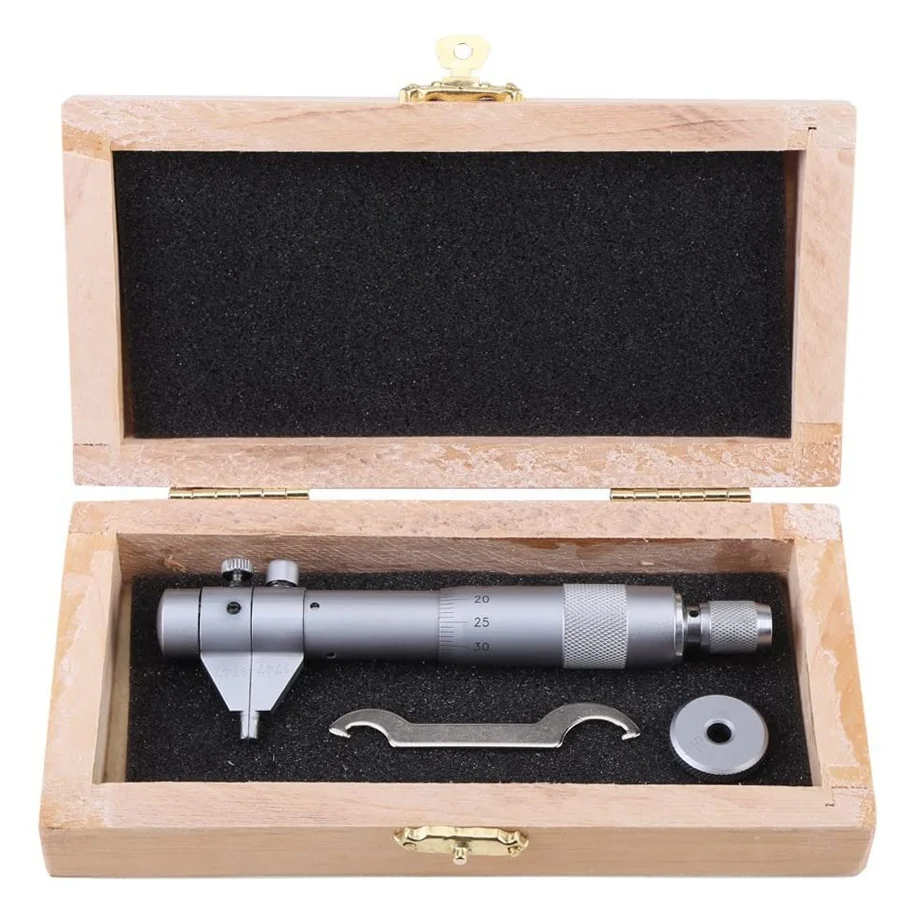 Inside Micrometer 5-30mm Mechanical Micrometer Set 0.01 mm Accuracy Include Wrench Calibration Ring Wooden Box