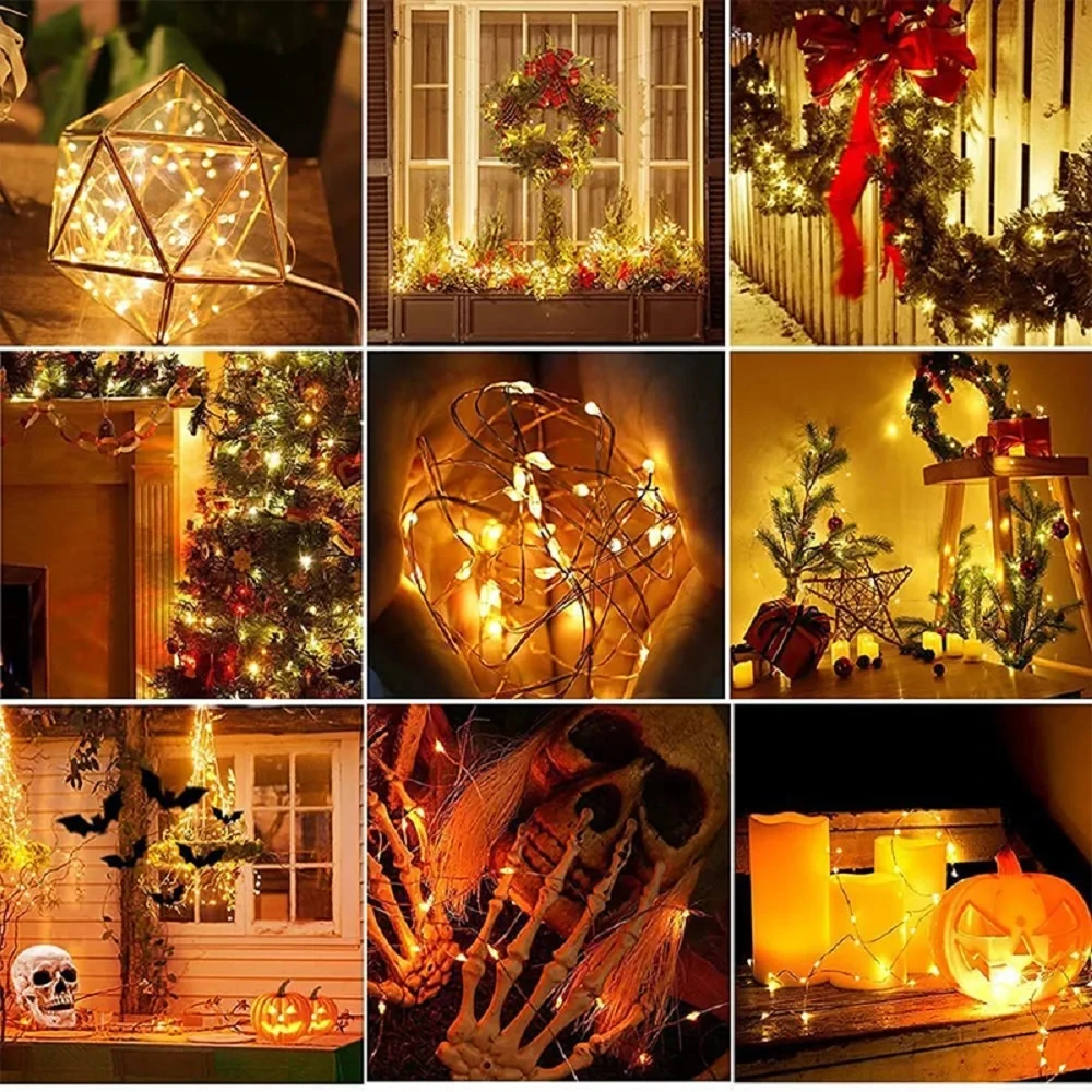 2M 3M 5M 10M 100 Led String Kawat Perak 3XAA Baterai Dioperasikan Natal Pesta Pernikahan Dekorasi LED String Lampu Peri
