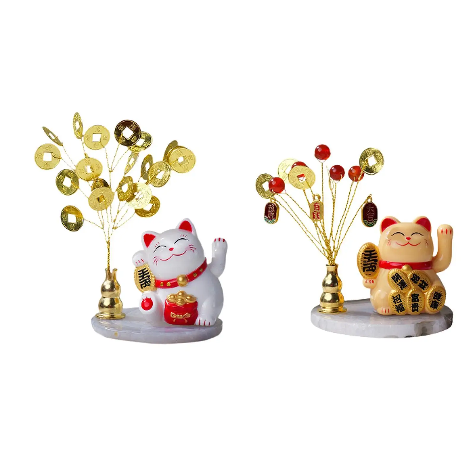 Lucky Cat Statue Home Display Modern Realistic Collection Animal Ornament for Bedroom Farmhouse Bookshelf Festival Office